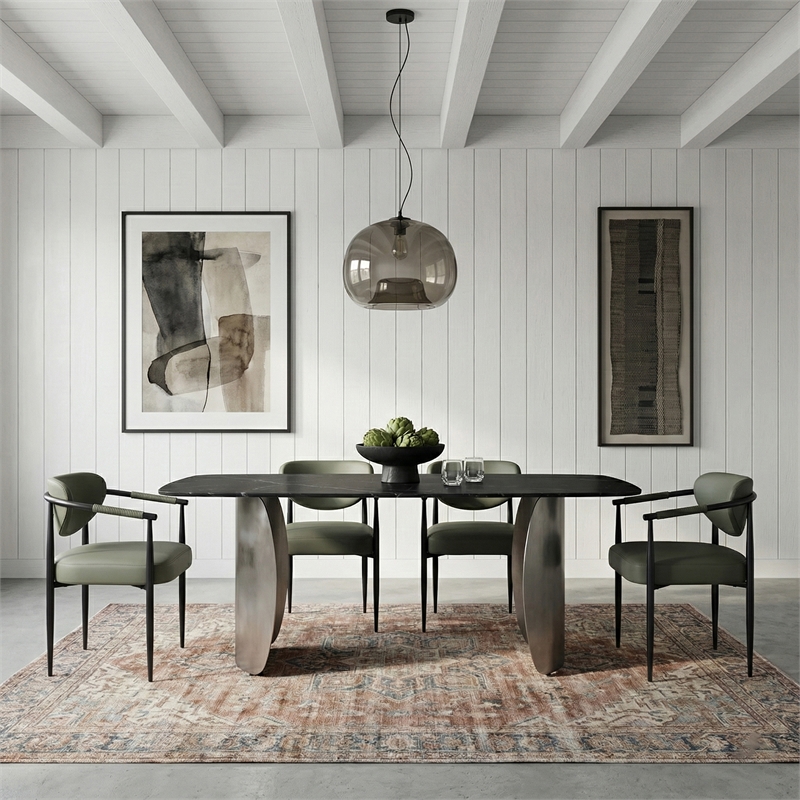 Meridian Furniture Virella Olive Vegan Leather Dining Chair (Set of 2)
