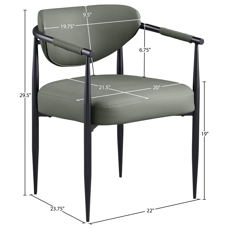 Meridian Furniture Virella Olive Vegan Leather Dining Chair (Set of 2)