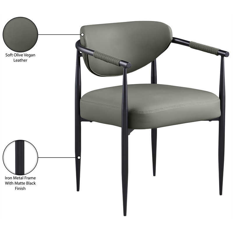 Meridian Furniture Virella Olive Vegan Leather Dining Chair (Set of 2)