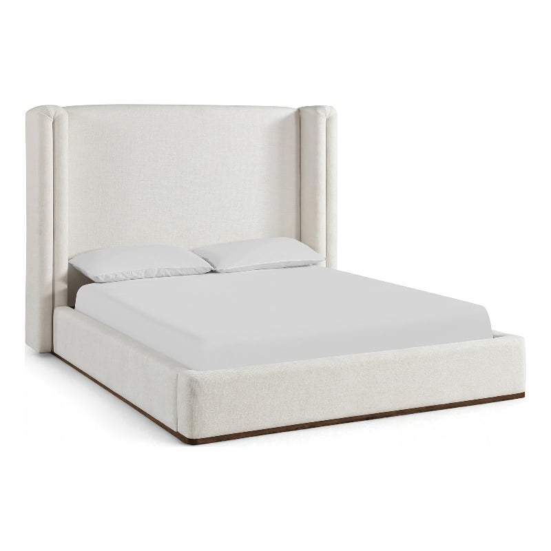 Meridian Furniture Solange Cream Linen Textured Fabric Upholstered King Bed