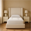 Meridian Furniture Solange Cream Linen Textured Fabric Upholstered Twin Bed