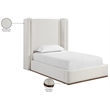 Meridian Furniture Solange Cream Linen Textured Fabric Upholstered Twin Bed