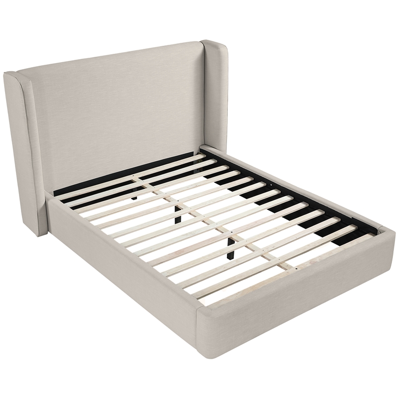 Meridian Furniture Kendall Beige Linen Textured Fabric Upholstered King Bed