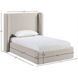 Meridian Furniture Kendall Beige Linen Textured Fabric Upholstered Twin Bed