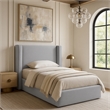 Meridian Furniture Kendall Grey Linen Textured Fabric Upholstered Twin Bed