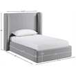 Meridian Furniture Kendall Grey Linen Textured Fabric Upholstered Twin Bed