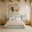 Meridian Furniture Kendall Light Blue Linen Textured Fabric Upholstered Full Bed