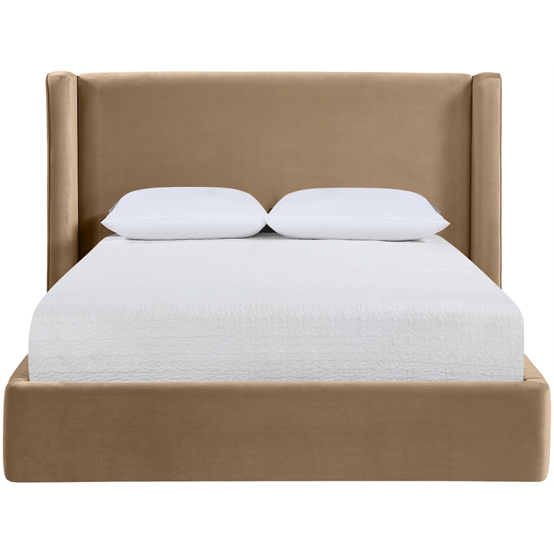 Meridian Furniture Kendall Beige Velvet Upholstered Full Bed