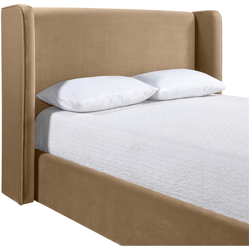 Meridian Furniture Kendall Beige Velvet Upholstered King Bed