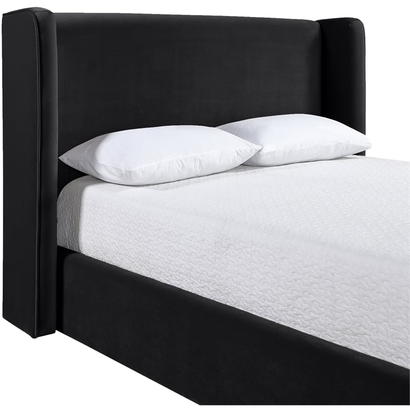 Meridian Furniture Kendall Black Velvet Upholstered Queen Bed
