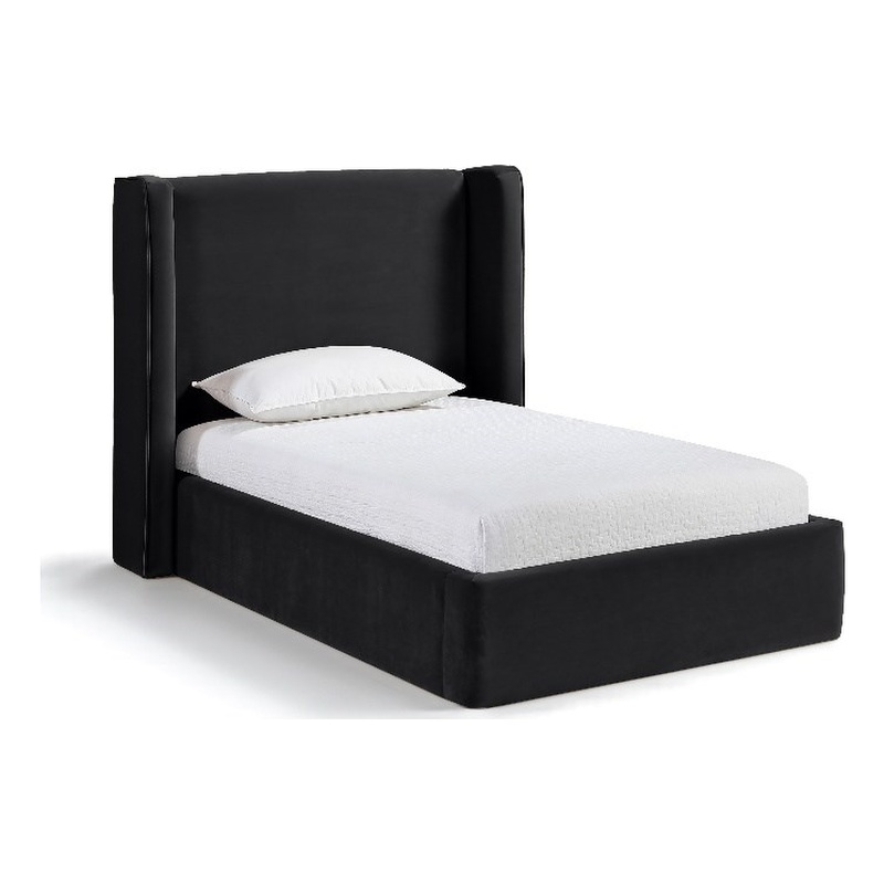 Meridian Furniture Kendall Black Velvet Upholstered Twin Bed