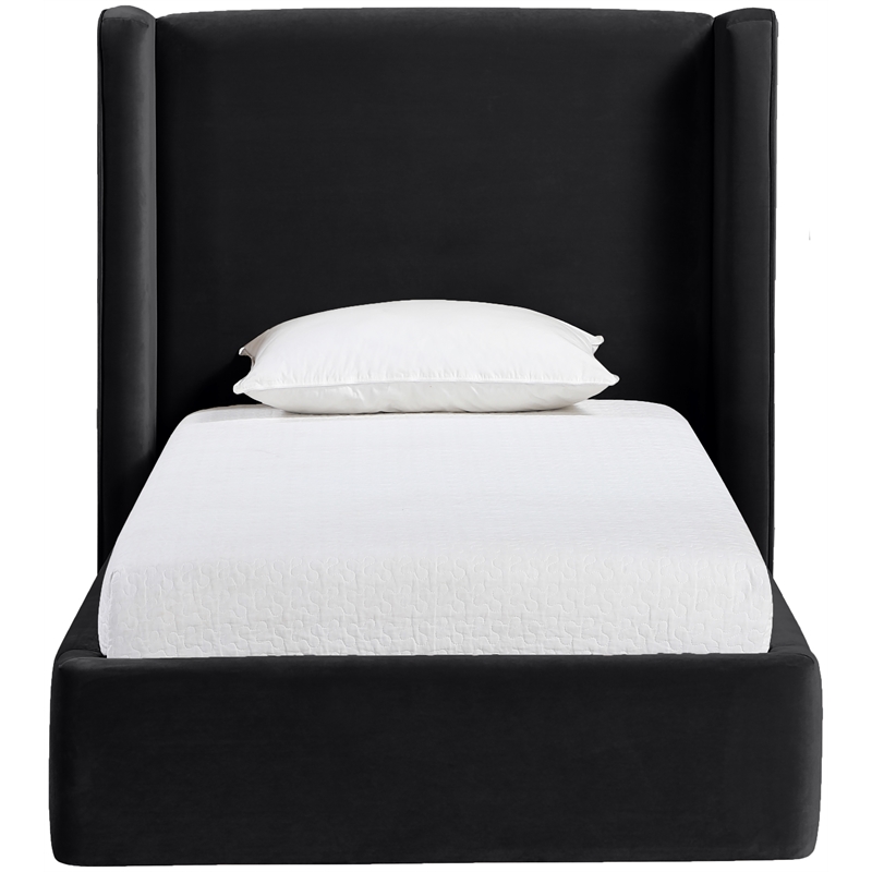 Meridian Furniture Kendall Black Velvet Upholstered Twin Bed