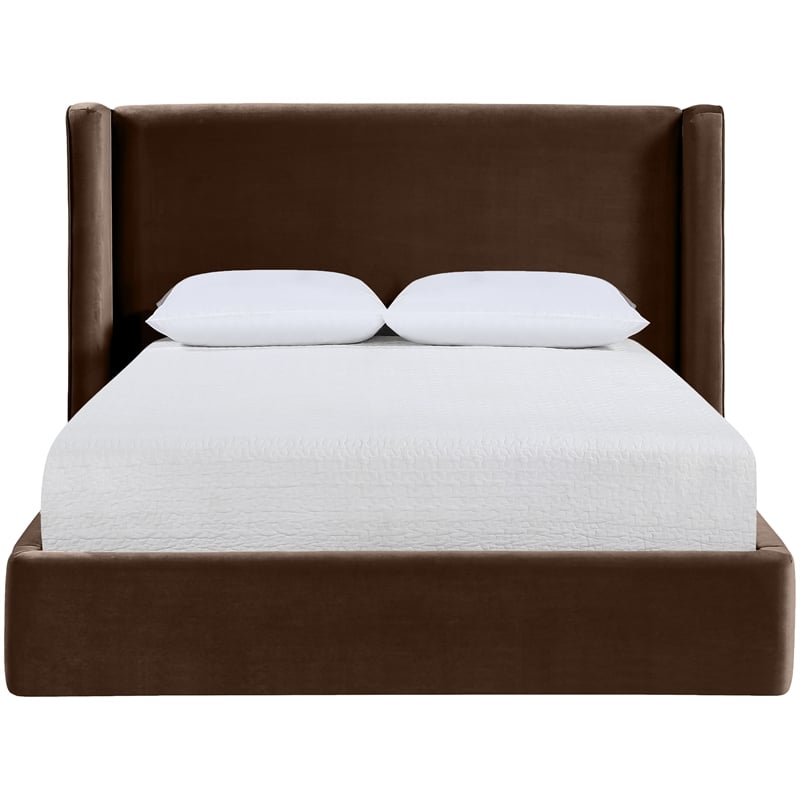 Meridian Furniture Kendall Brown Velvet Upholstered Full Bed