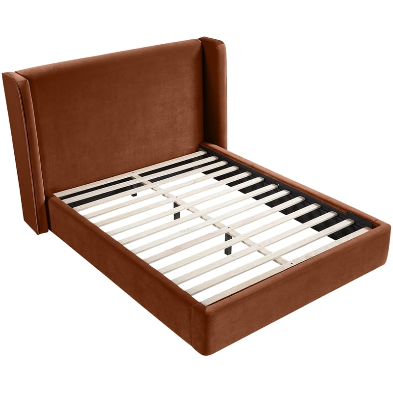 Meridian Furniture Kendall Cognac Velvet Upholstered King Bed