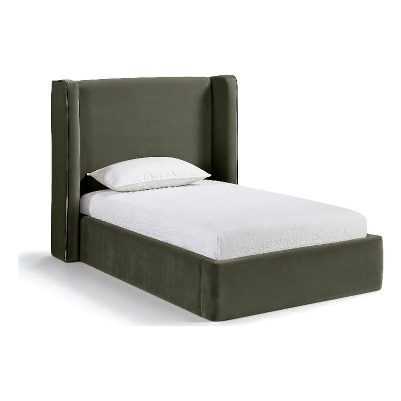 Meridian Furniture Kendall Green Velvet Upholstered Twin Bed