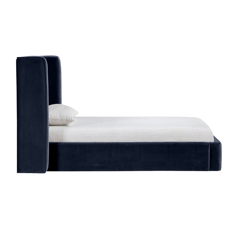 Meridian Furniture Kendall Navy Velvet Upholstered Twin Bed