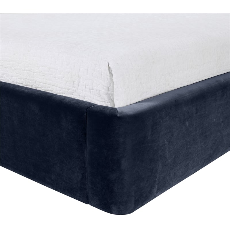Meridian Furniture Kendall Navy Velvet Upholstered Twin Bed