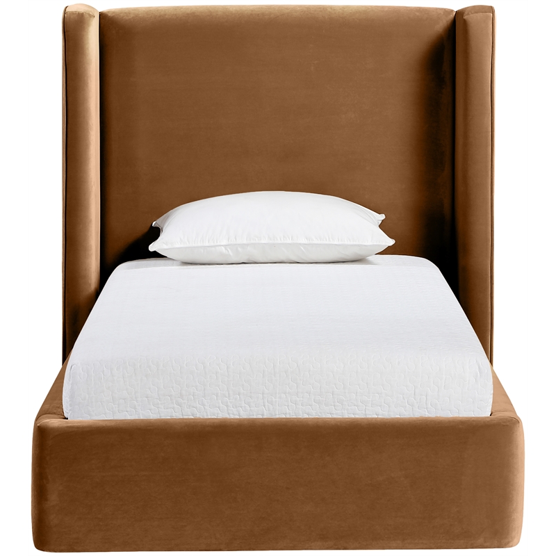 Meridian Furniture Kendall Saddle Velvet Upholstered Twin Bed