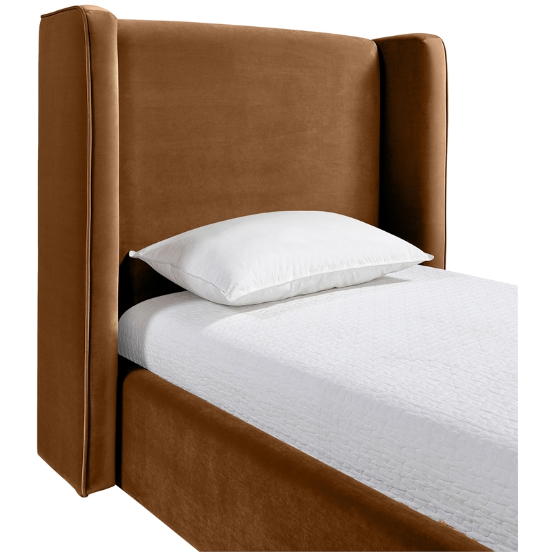 Meridian Furniture Kendall Saddle Velvet Upholstered Twin Bed