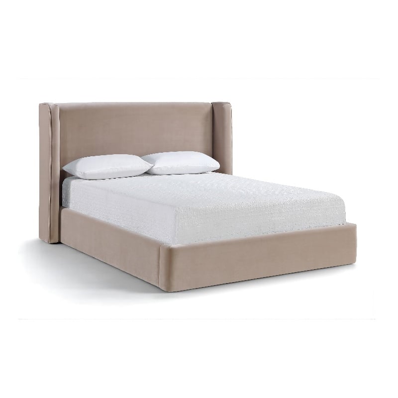 Meridian Furniture Kendall Taupe Velvet Upholstered King Bed