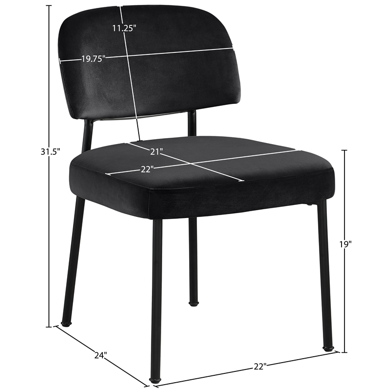 Meridian Furniture Zarelle Black Performance Fabric Dining Chair (Set of 2)