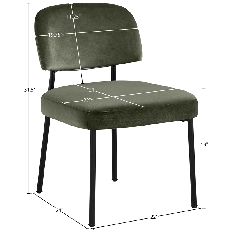 Meridian Furniture Zarelle Green Performance Fabric Dining Chair (Set of 2)