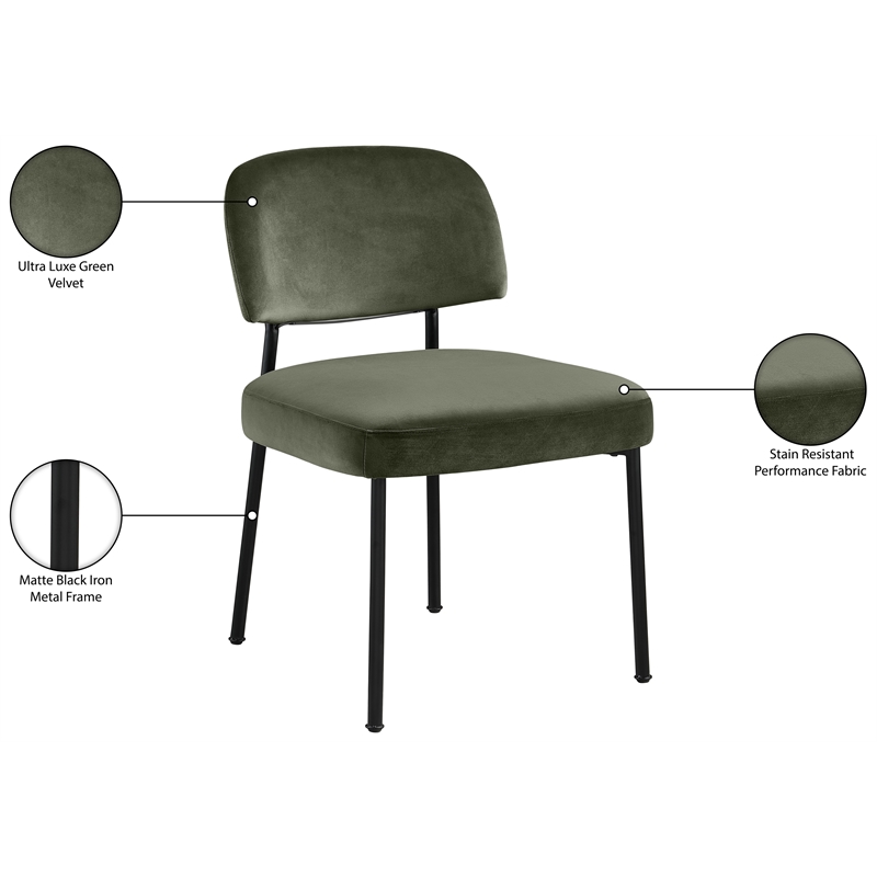 Meridian Furniture Zarelle Green Performance Fabric Dining Chair (Set of 2)