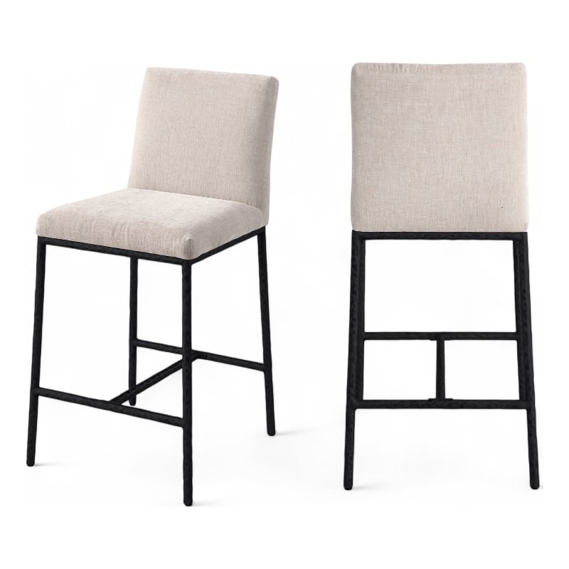 Meridian Furniture Reeves Beige Chenille Upholstered Counter Stool (Set of 2)