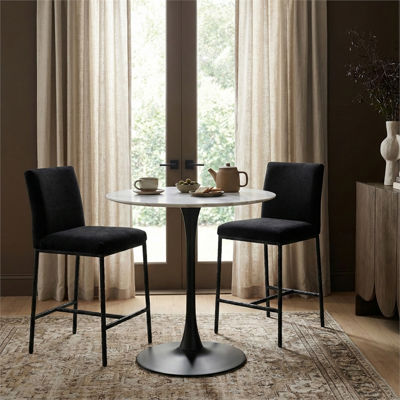 Meridian Furniture Reeves Black Chenille Upholstered Counter Stool (Set of 2)