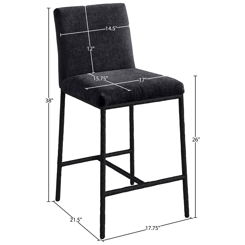 Meridian Furniture Reeves Black Chenille Upholstered Counter Stool (Set of 2)