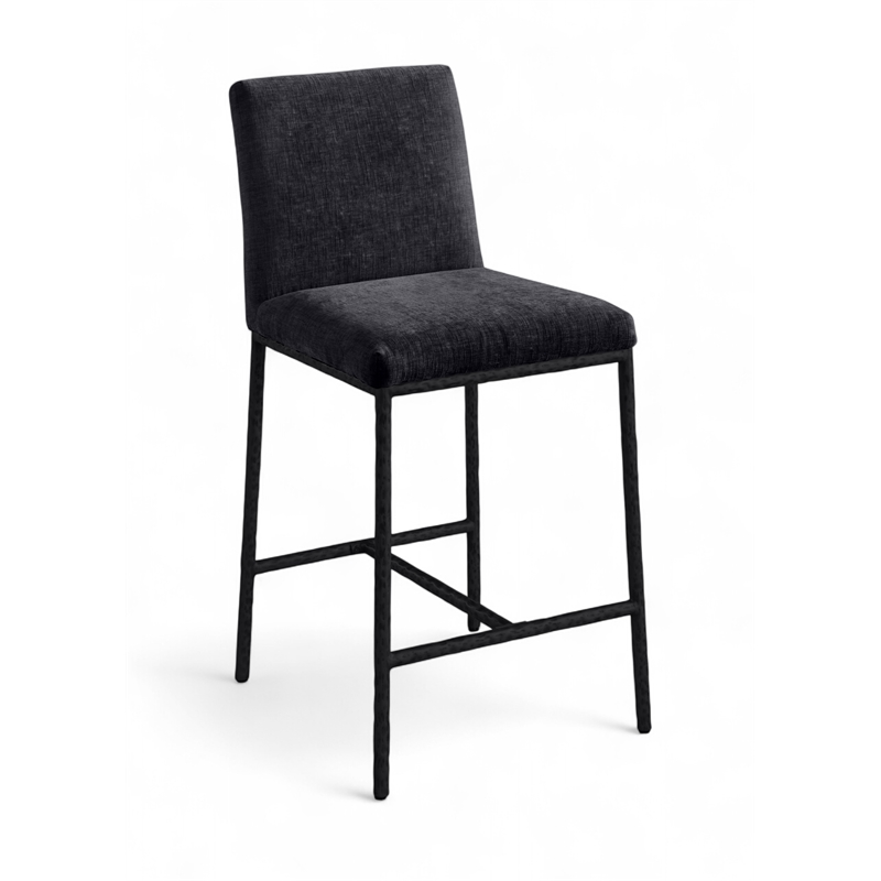 Meridian Furniture Reeves Black Chenille Upholstered Counter Stool (Set of 2)