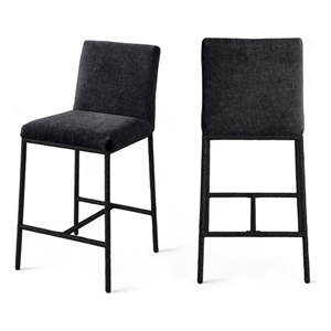 Meridian Furniture Reeves Black Chenille Upholstered Counter Stool (Set of 2)