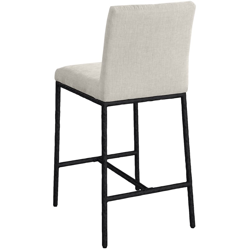 Meridian Furniture Reeves Cream Chenille Upholstered Counter Stool (Set of 2)