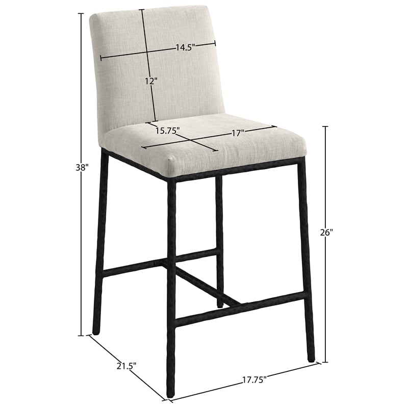 Meridian Furniture Reeves Cream Chenille Upholstered Counter Stool (Set of 2)