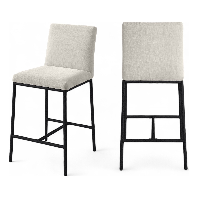 Meridian Furniture Reeves Cream Chenille Upholstered Counter Stool (Set of 2)
