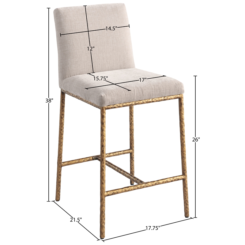 Meridian Furniture Reeves Beige Chenille Upholstered Counter Stool (Set of 2)