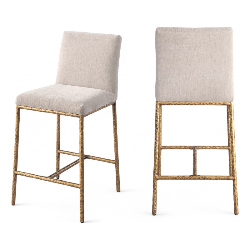 Meridian Furniture Reeves Beige Chenille Upholstered Counter Stool (Set of 2)