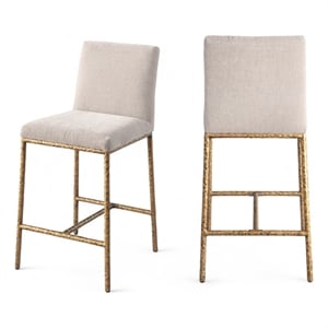Meridian Furniture Reeves Beige Chenille Upholstered Counter Stool (Set of 2)