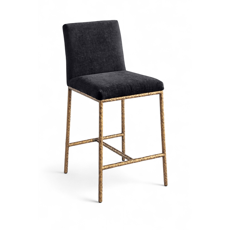 Meridian Furniture Reeves Black Chenille Upholstered Counter Stool (Set of 2)