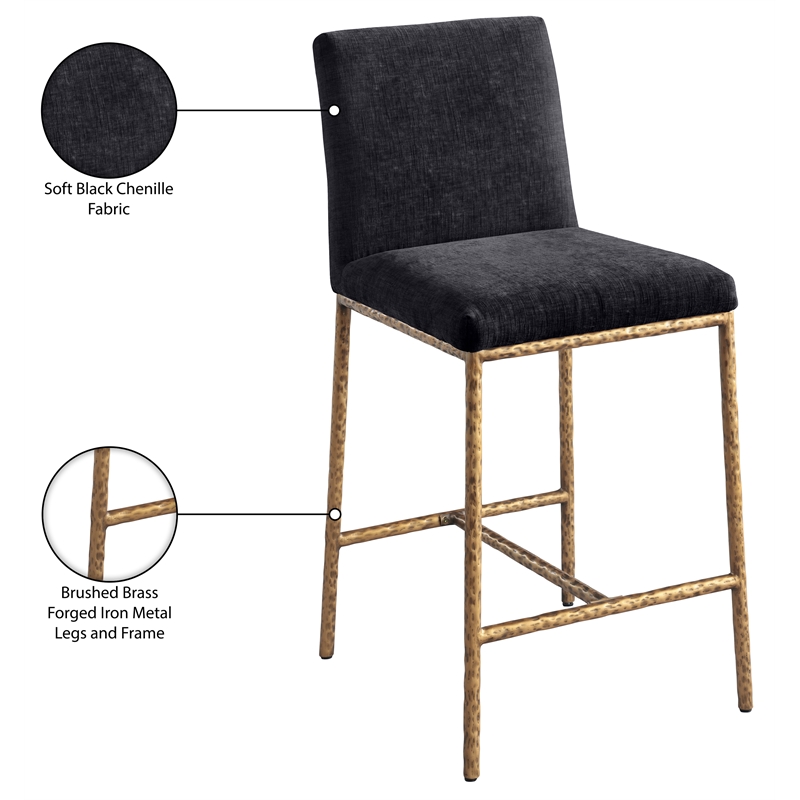 Meridian Furniture Reeves Black Chenille Upholstered Counter Stool (Set of 2)