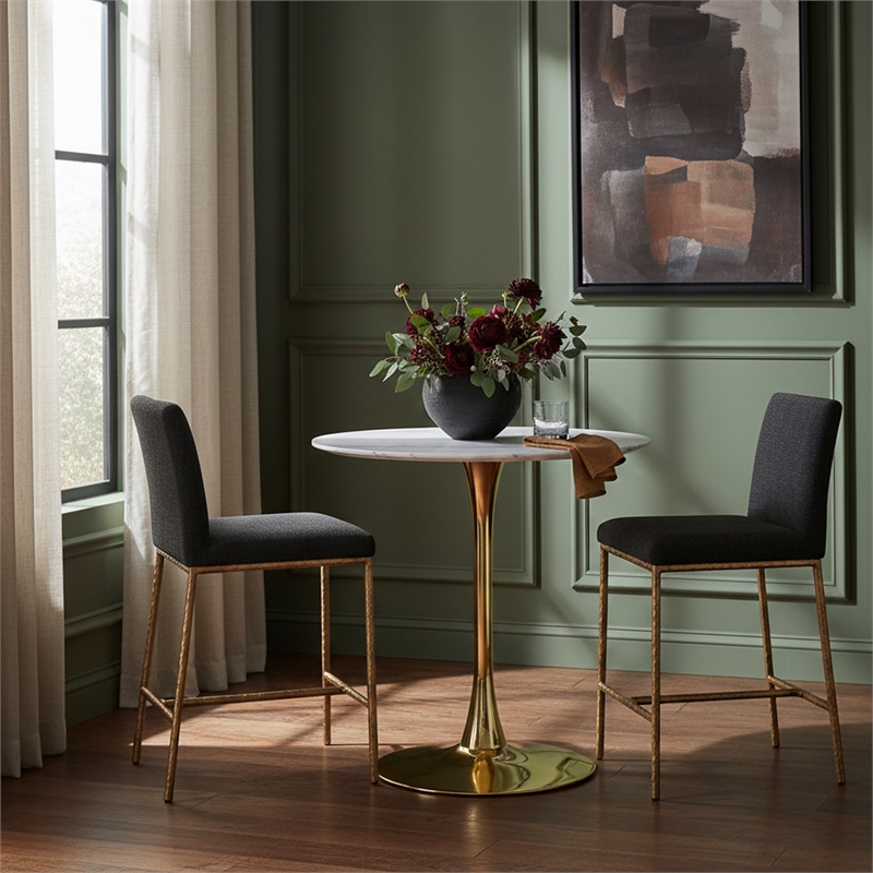 Meridian Furniture Reeves Black Chenille Upholstered Counter Stool (Set of 2)