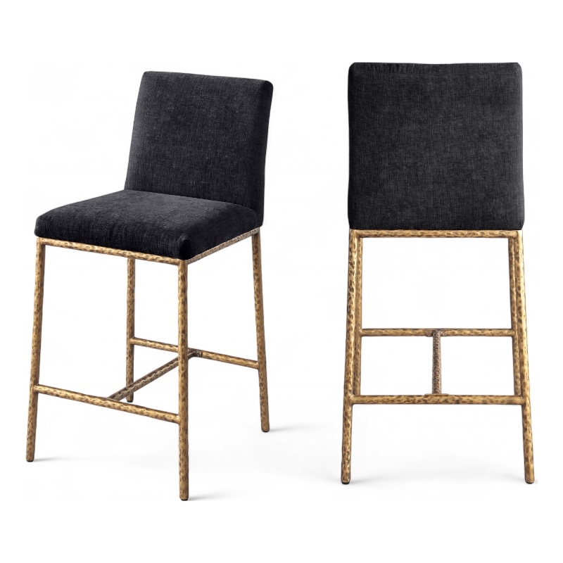 Meridian Furniture Reeves Black Chenille Upholstered Counter Stool (Set of 2)