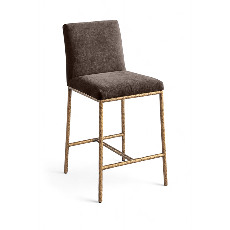 Meridian Furniture Reeves Brown Chenille Upholstered Counter Stool (Set of 2)