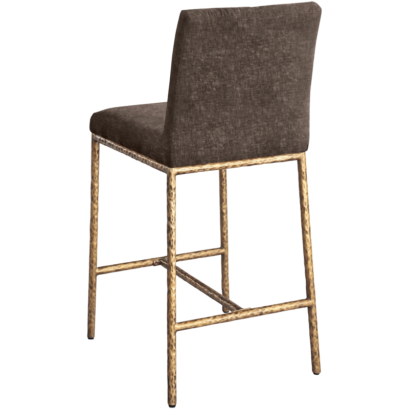 Meridian Furniture Reeves Brown Chenille Upholstered Counter Stool (Set of 2)