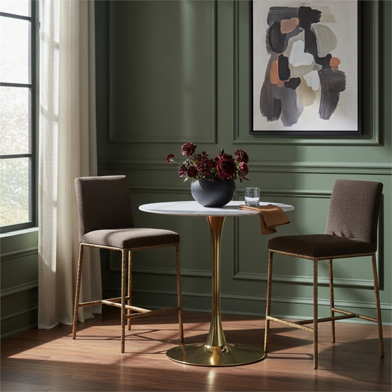Meridian Furniture Reeves Brown Chenille Upholstered Counter Stool (Set of 2)
