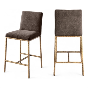 Meridian Furniture Reeves Brown Chenille Upholstered Counter Stool (Set of 2)