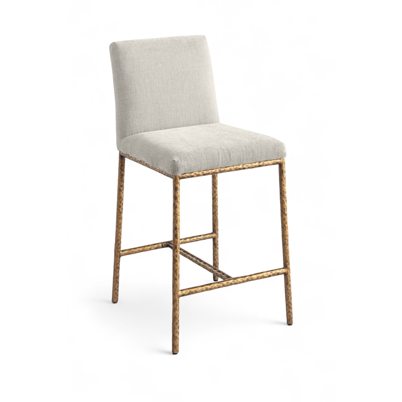 Meridian Furniture Reeves Cream Chenille Upholstered Counter Stool (Set of 2)