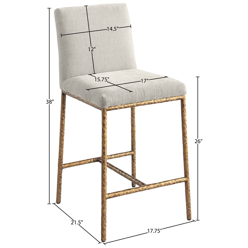 Meridian Furniture Reeves Cream Chenille Upholstered Counter Stool (Set of 2)
