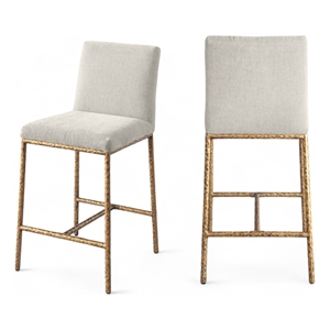 Meridian Furniture Reeves Cream Chenille Upholstered Counter Stool (Set of 2)
