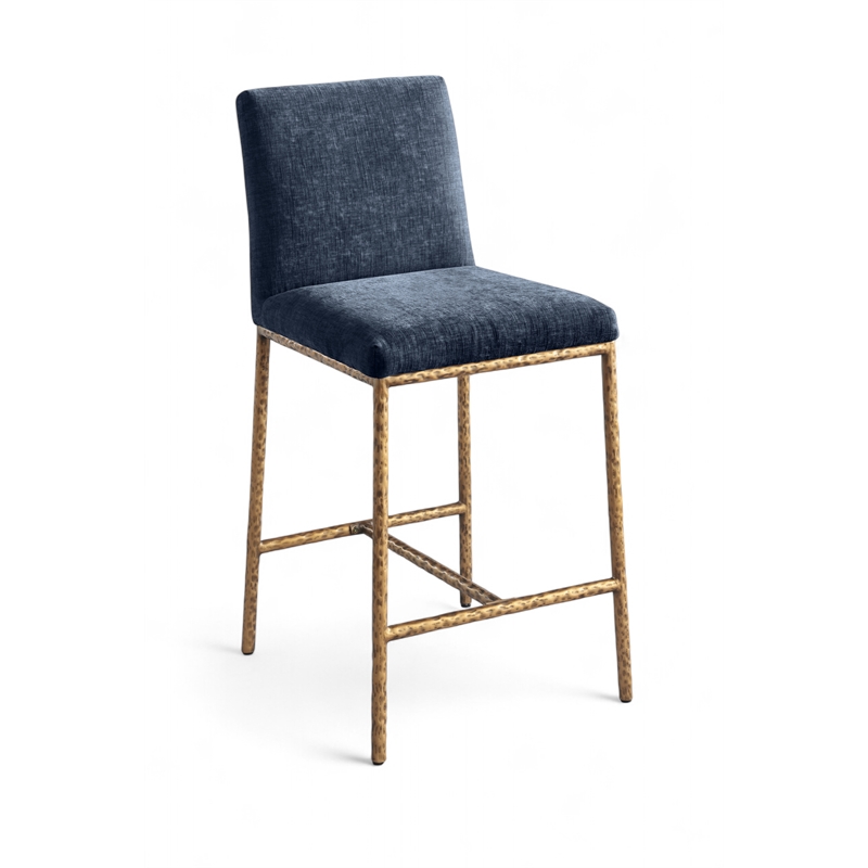 Meridian Furniture Reeves Navy Chenille Upholstered Counter Stool (Set of 2)